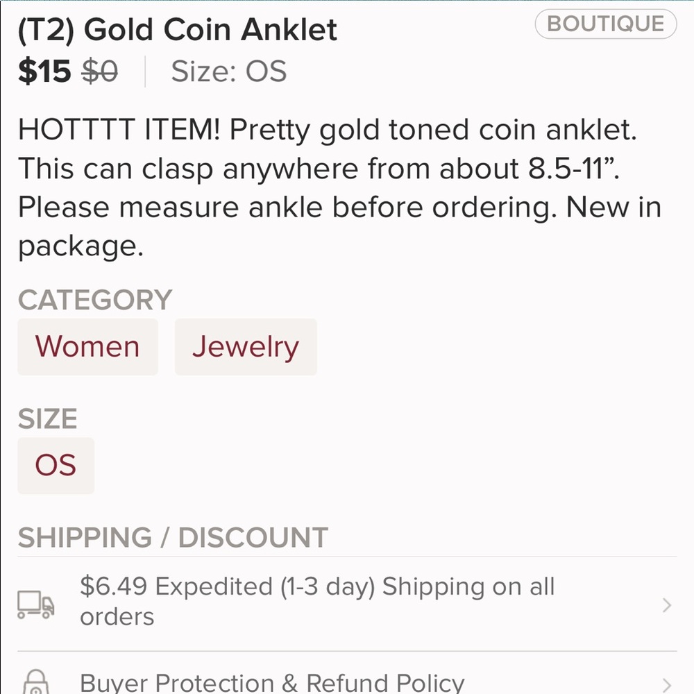 Gold Anklet - Picture 5 of 5
